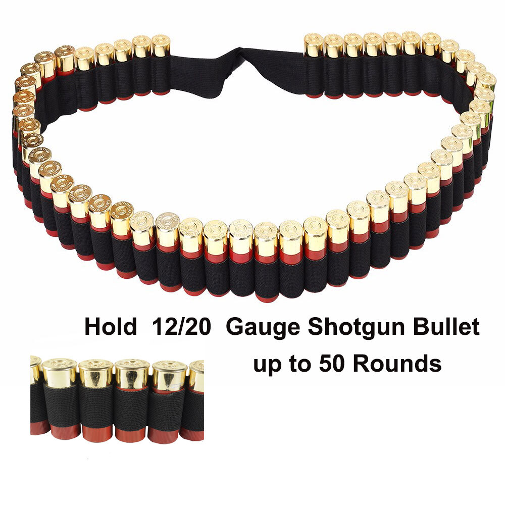 Shotgun 50 Rounds Holder Sling Tactical Bandolier 12/20GA Gauge Shell Ammo Belts