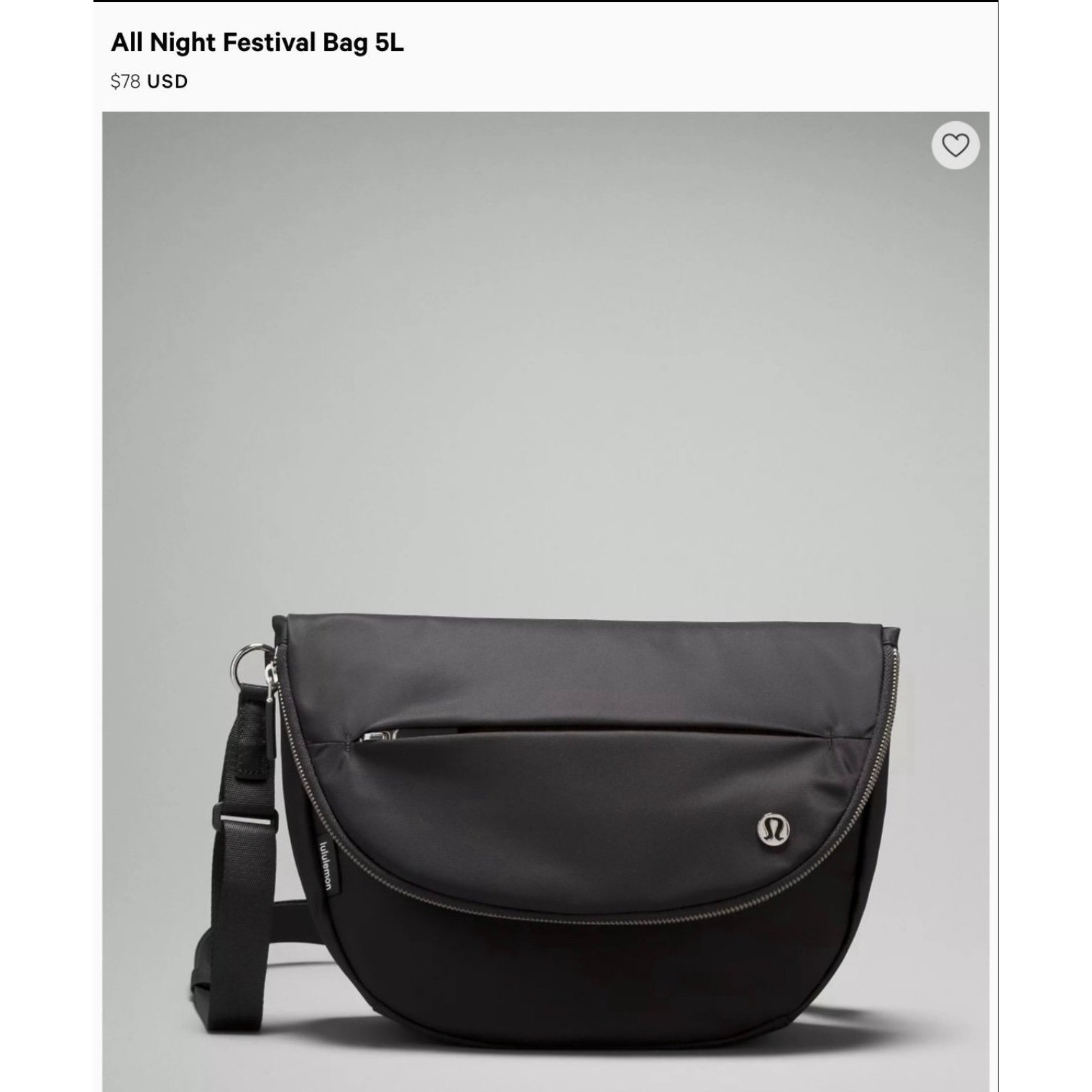 Lululemon All Night Festival Bag 5L Black silver– Trendy Crossbody