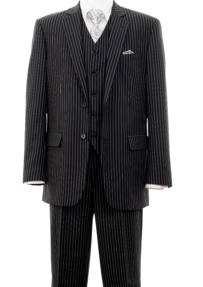 New Men's 3 piece w/ Vest Classic Luxurious Wool Feel Suits 2-Button Pinstriped