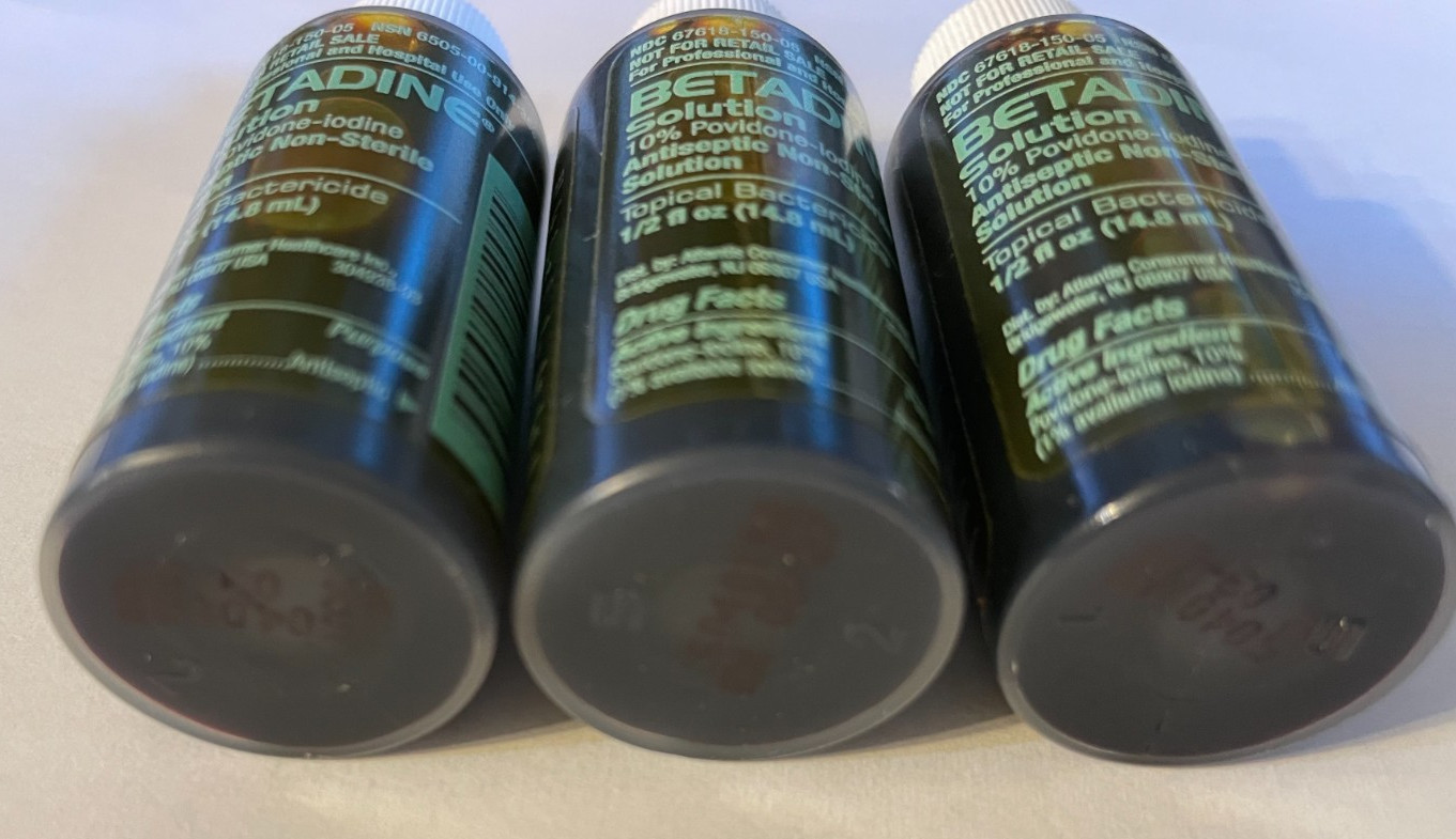 Betadine Solution Antiseptic Non-Sterile 0.5 oz (3 Pack) exp. 3/31/2027