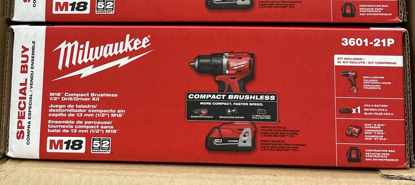 Milwaukee 3601-21P M18 Compact Brushless 1/2" Drill/Driver Kit - 1pcs