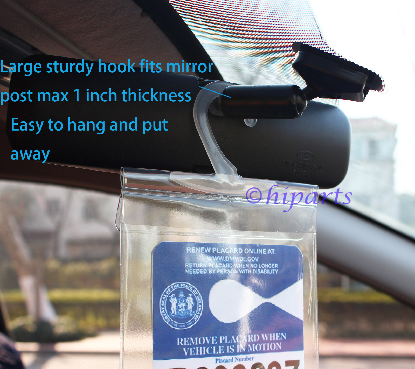 Handicap Placard Holder Disabled Parking Permit Protector Mirror Tag Sleeve Hang