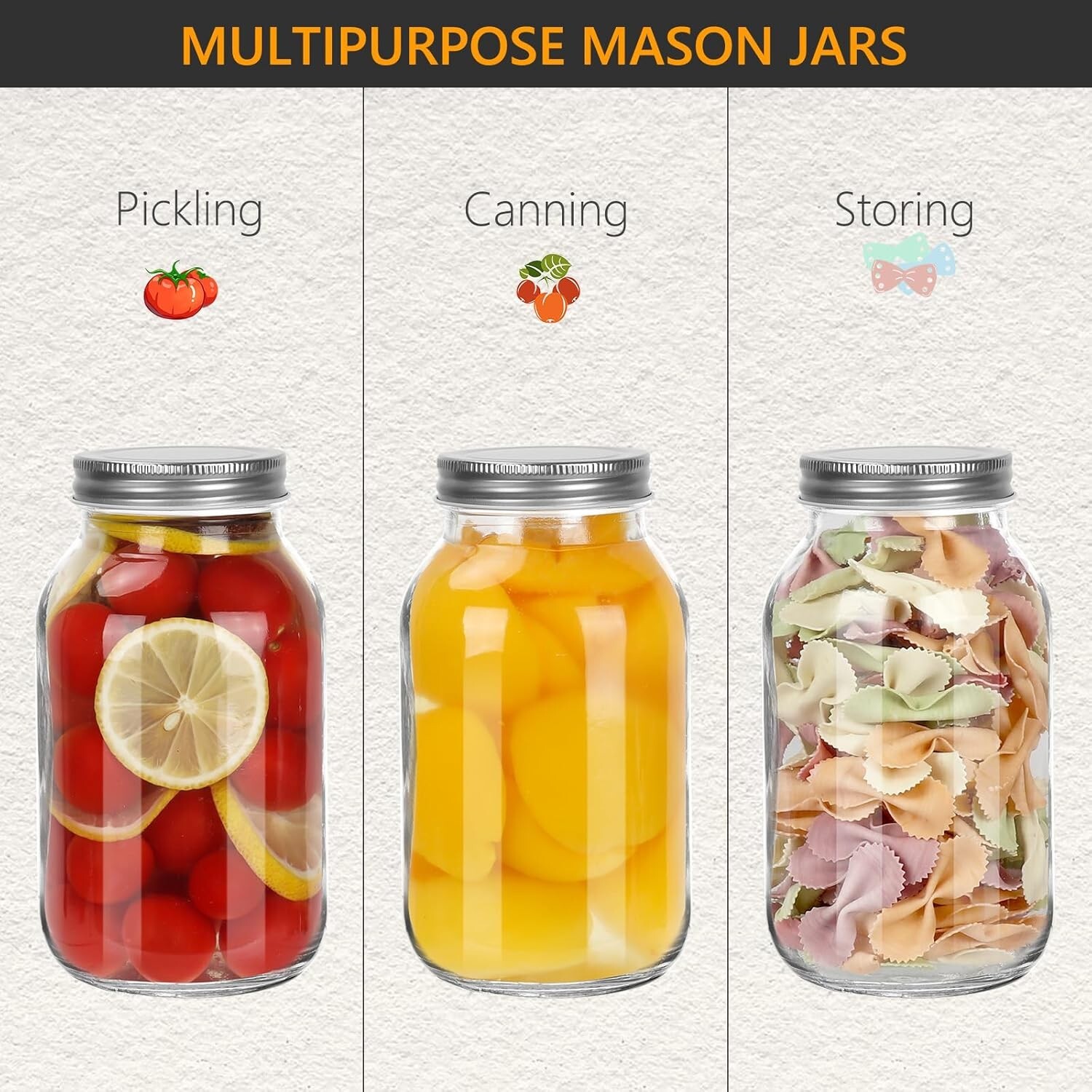 12 Pack 24 Oz Glass Canning Jar WITHOUT lids