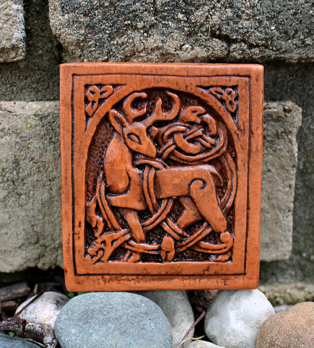 Small Celtic Knot Stag Plaque - Dryad Design - Irish Knotwork Deer Decoration