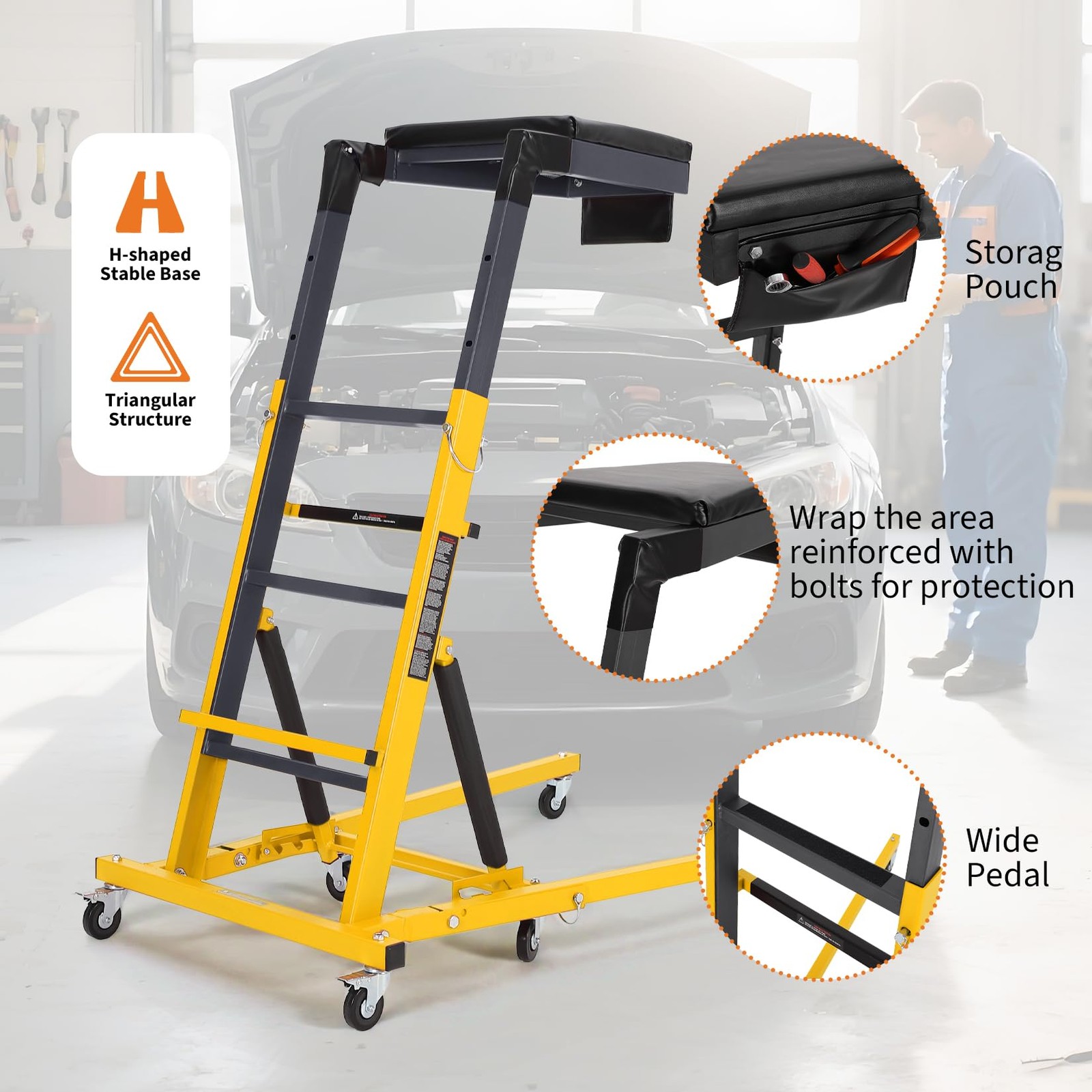 Foldable Automotive Topside Creeper ,400 LBS Adjustable Height Garage for Auto