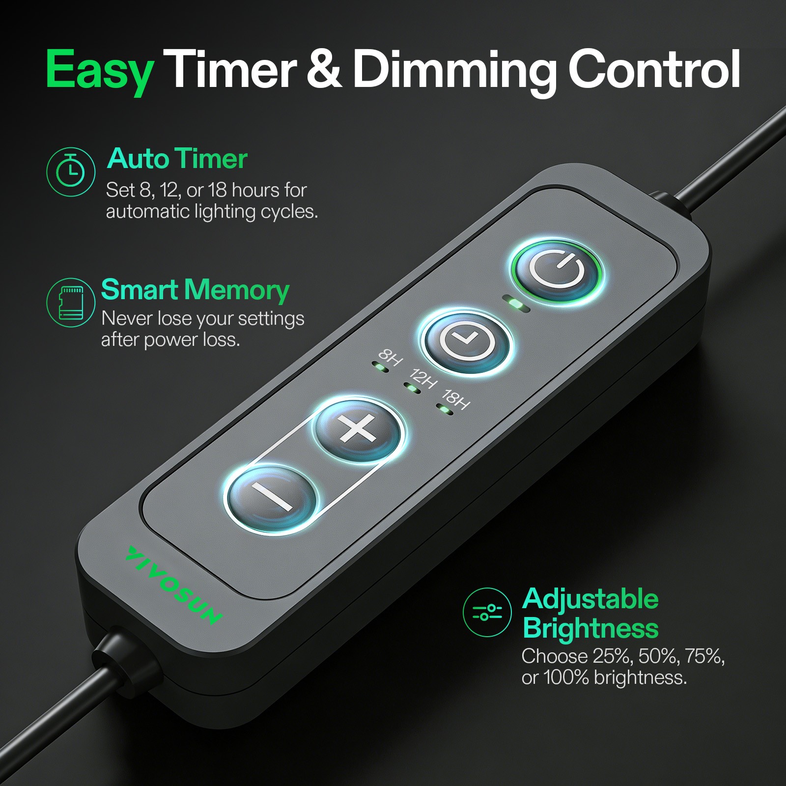 VIVOSUN 2FT T5 Linear LED Grow Light Strip Full Spectrum Dimmable for Seeding