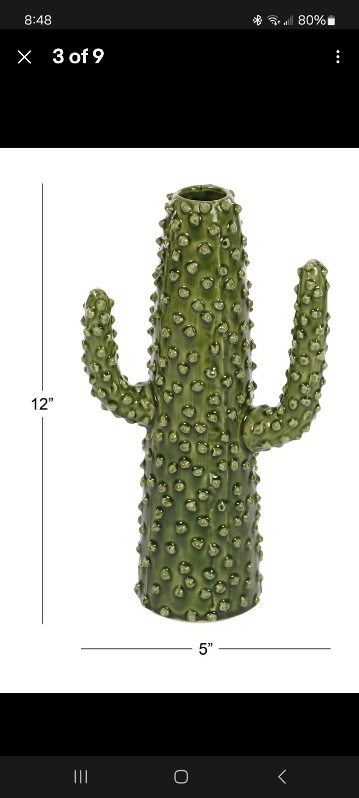 Ceramic Decorative Vase Cactus Centerpiece Vase, Flower Vase for Home Decorat...