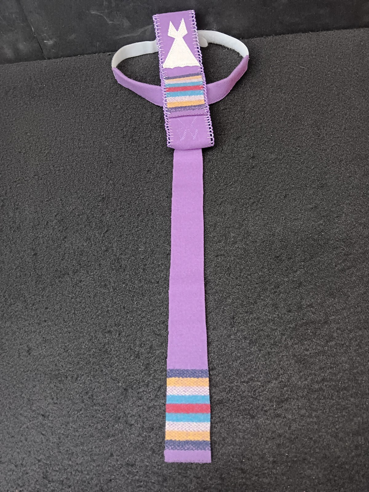 TIPI DESIGN PURPLE 8 BAND WOOL BROADCLOTH BEADED NATIVE AMERICAN INDIAN NECKTIE