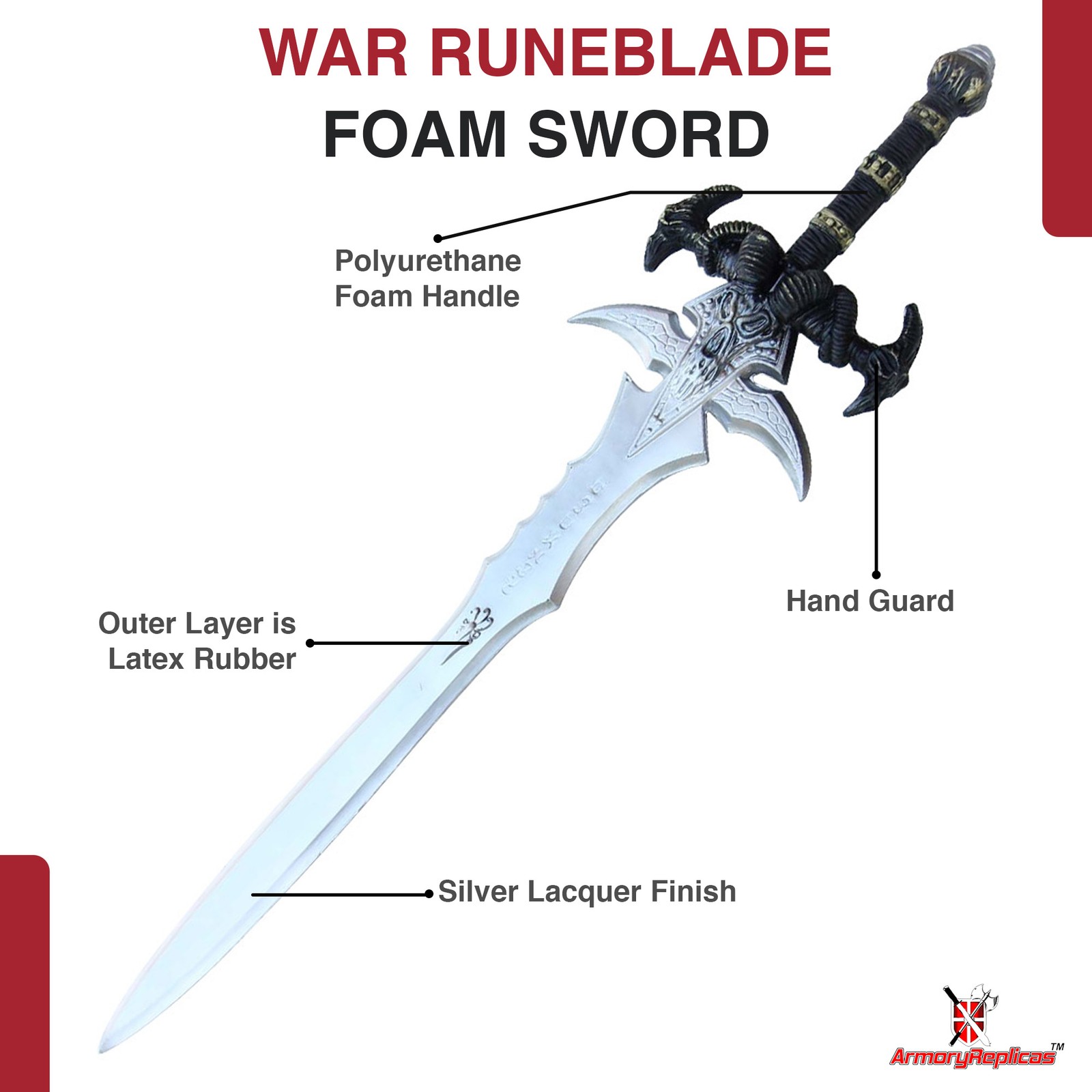 39" Frozen Throne Frost Runeblade Foam Sword: Lich King Cosplay Prop LARP Weapon