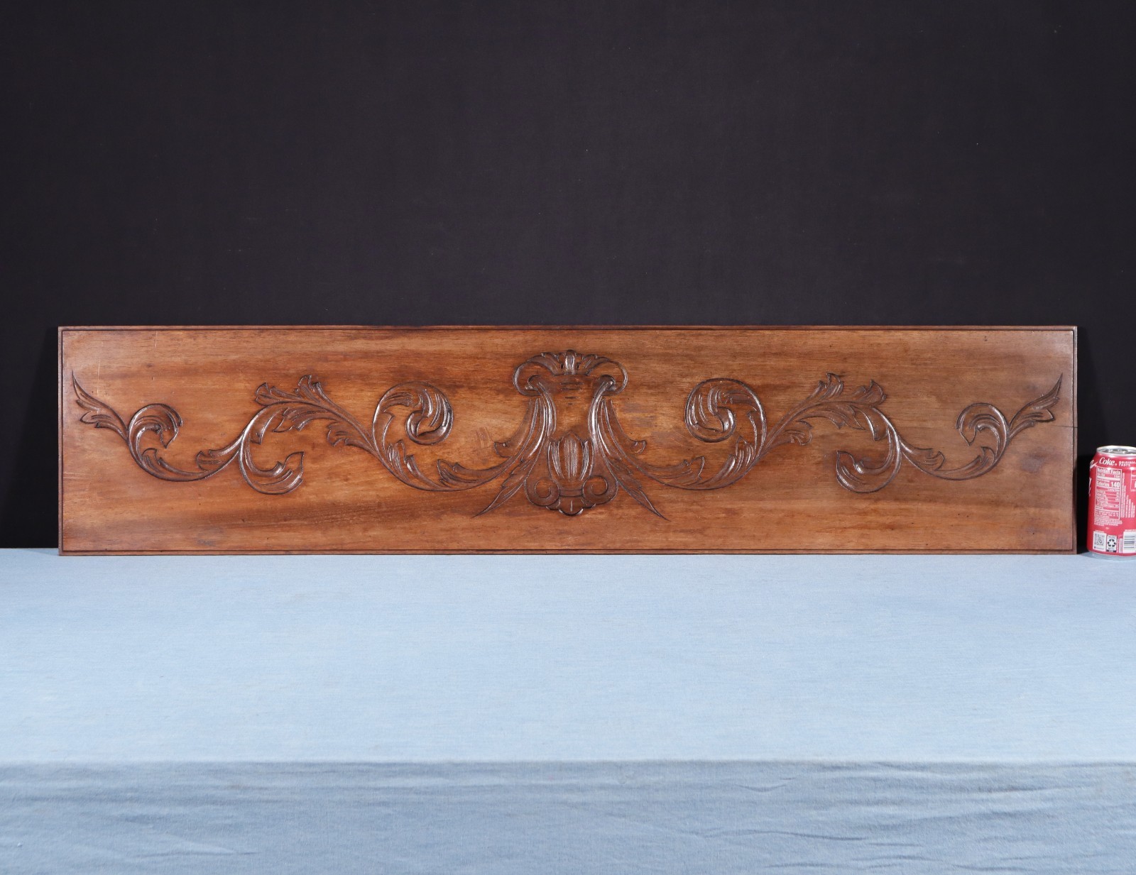 45" Wide Antique French Solid Walnut Wood Panel/Crest Pediment w/Carvings