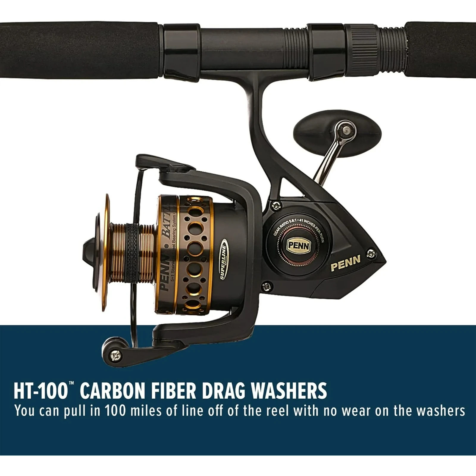 PENN 7' Battle Spinning Fishing Rod and Reel Combo Kit, Size 5000 Reel with Cove