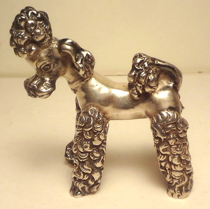 Vintage STERLING SILVER ornate POODLE made in ITALY - w/ ISRAEL Mark -TO RESTORE