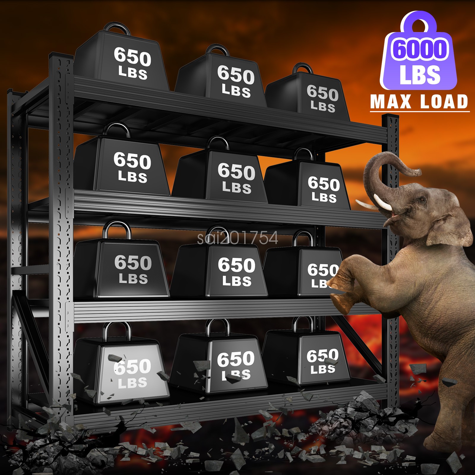 Garage Shelving Heavy Duty 6000 lbs 4 Tier Storage Shelves Metal Organizer Rack