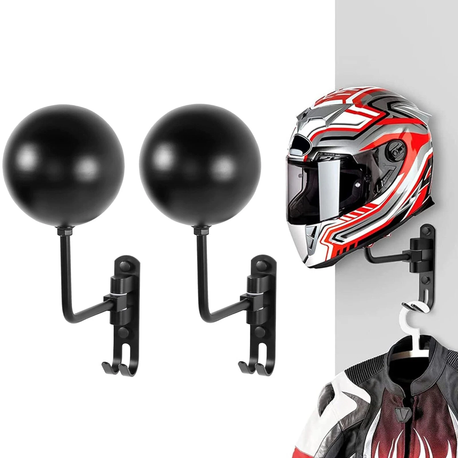 2/4/6PCS Motorcycle Helmet Holder Hook Jacket Bag Display Rack Wall Mount Hanger
