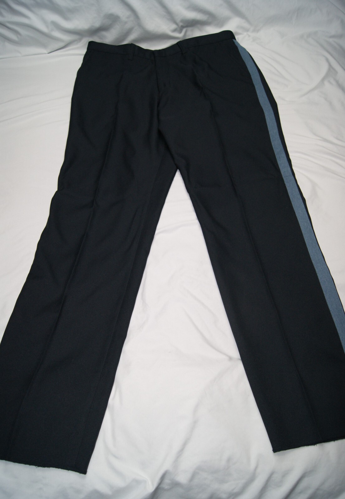 uniform group pants mens 40 R unhemmed dark navy blue w/ blue stripe new