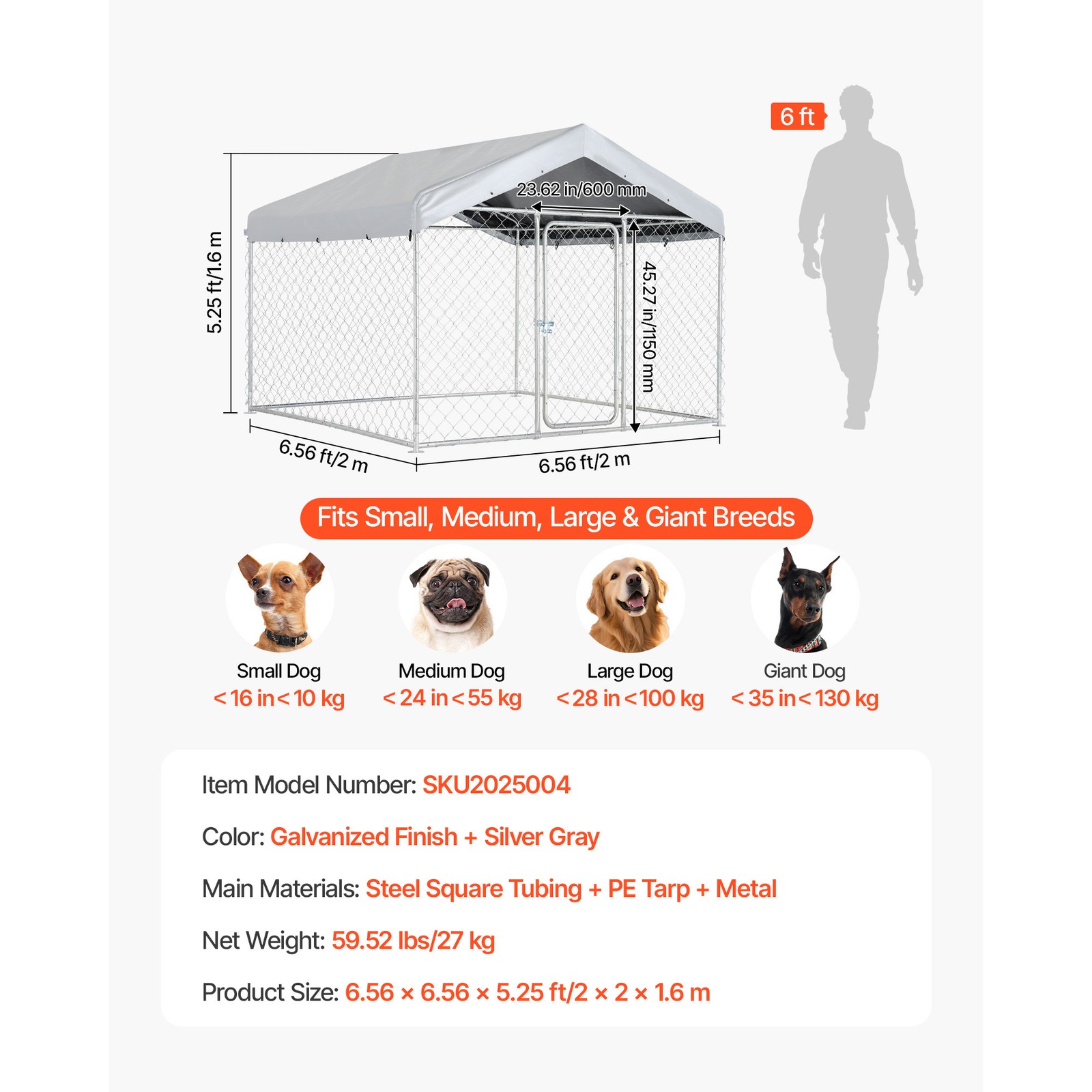 Uimoso Spacious Outdoor Dog Kennel with Lockable Door & Weatherproof Cover