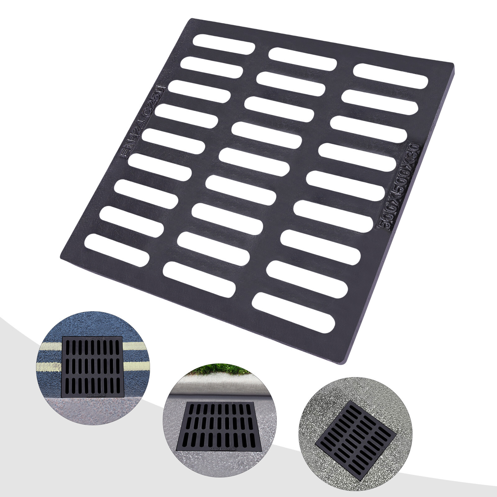 Cast Iron Sewer Grate Strainers Drain Catch Basin Cover Trench Drainage Outdoor