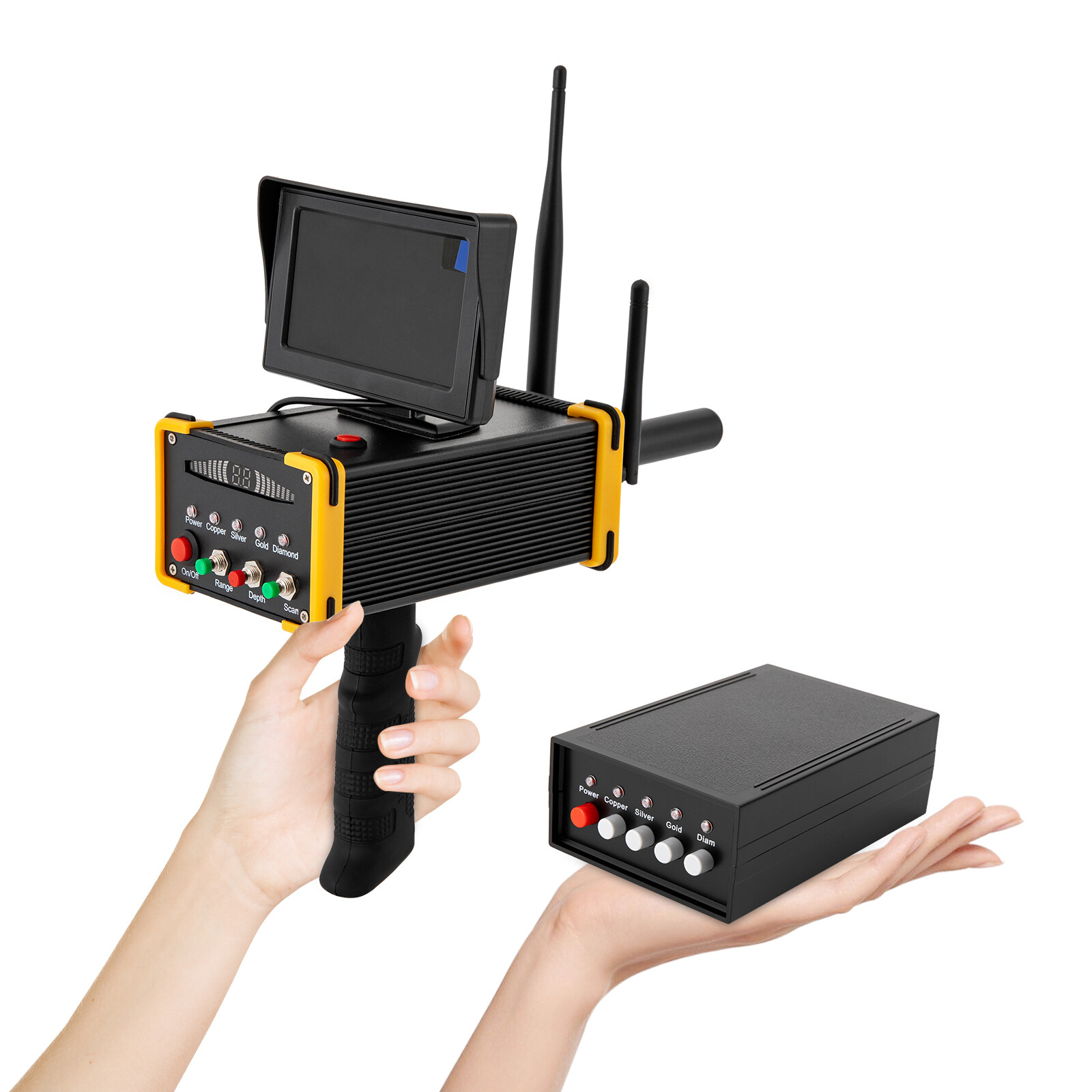 Long Range 3D Gold Silver Gem Diamond Metal Detector for Treasure Hunter LCD