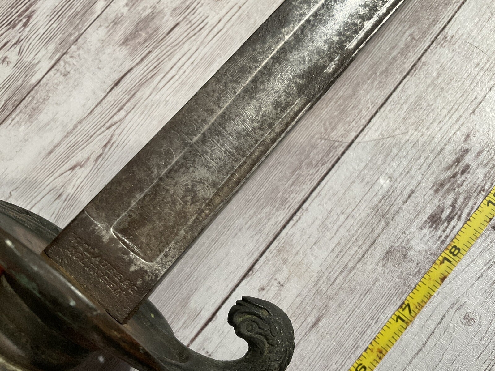 ORIGINAL CIVIL WAR BARN FIND CUSTOM USN OFFICER SWORD NAMED WITH METAL GRIP