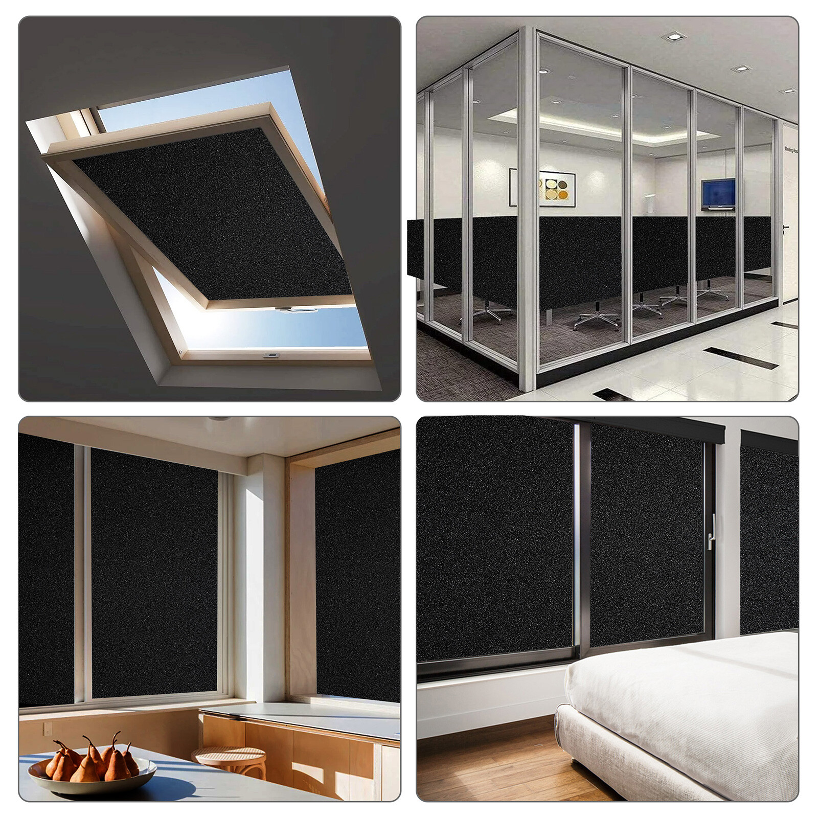 Blackout Privacy Window Film 100% Light Blocking Frosted Static Cling Cover