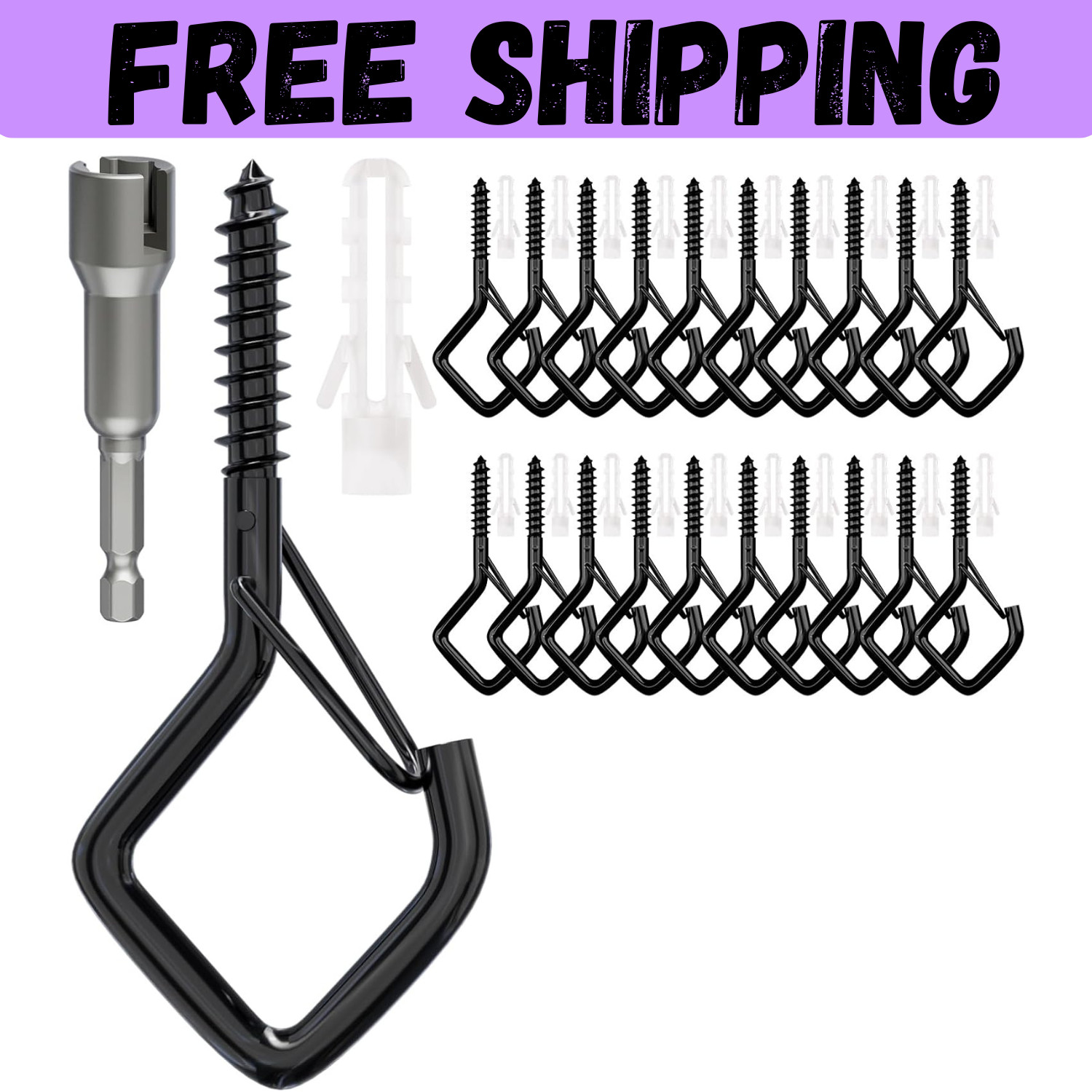 20 PCS Screw Hooks with Safety Buckle, Heavy Duty Ceiling Hooks for Hanging Outd