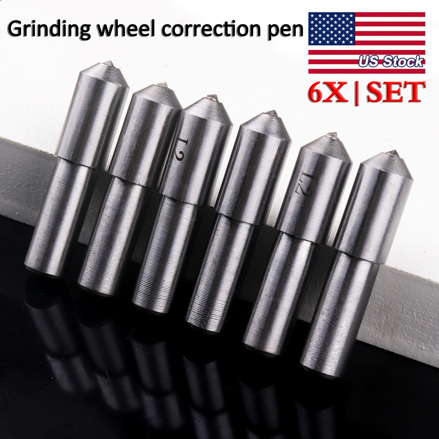 6pcs Natural Single Point Diamond Dresser Grinding Wheel Disc Dressing Pen Tool