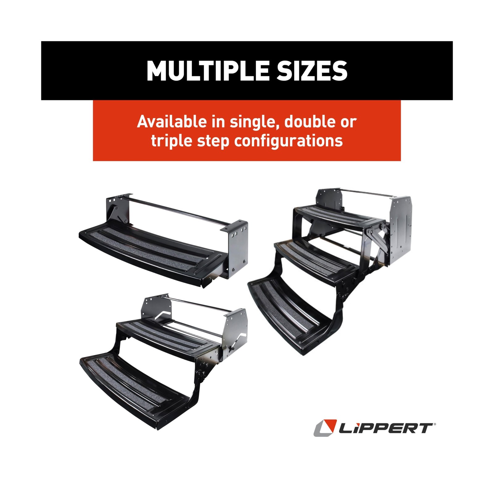 Lippert 24" Radius Triple Manual RV Steps, 9" Rise for 5th Wheel RVs, Travel ...