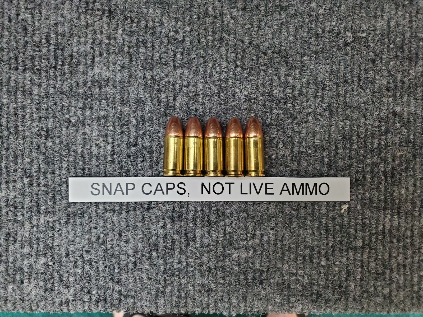 READ AD! 5- 9mm Premium snap caps for training drill 3 gun Copper tip snap cap