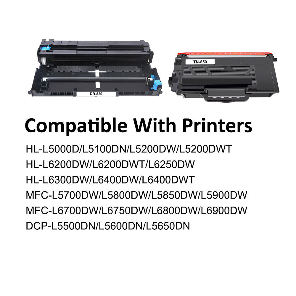 TN850 Toner or DR820 Drum HY Combo for Brother MFC-L5850DW L5800DW L5900DW Lot