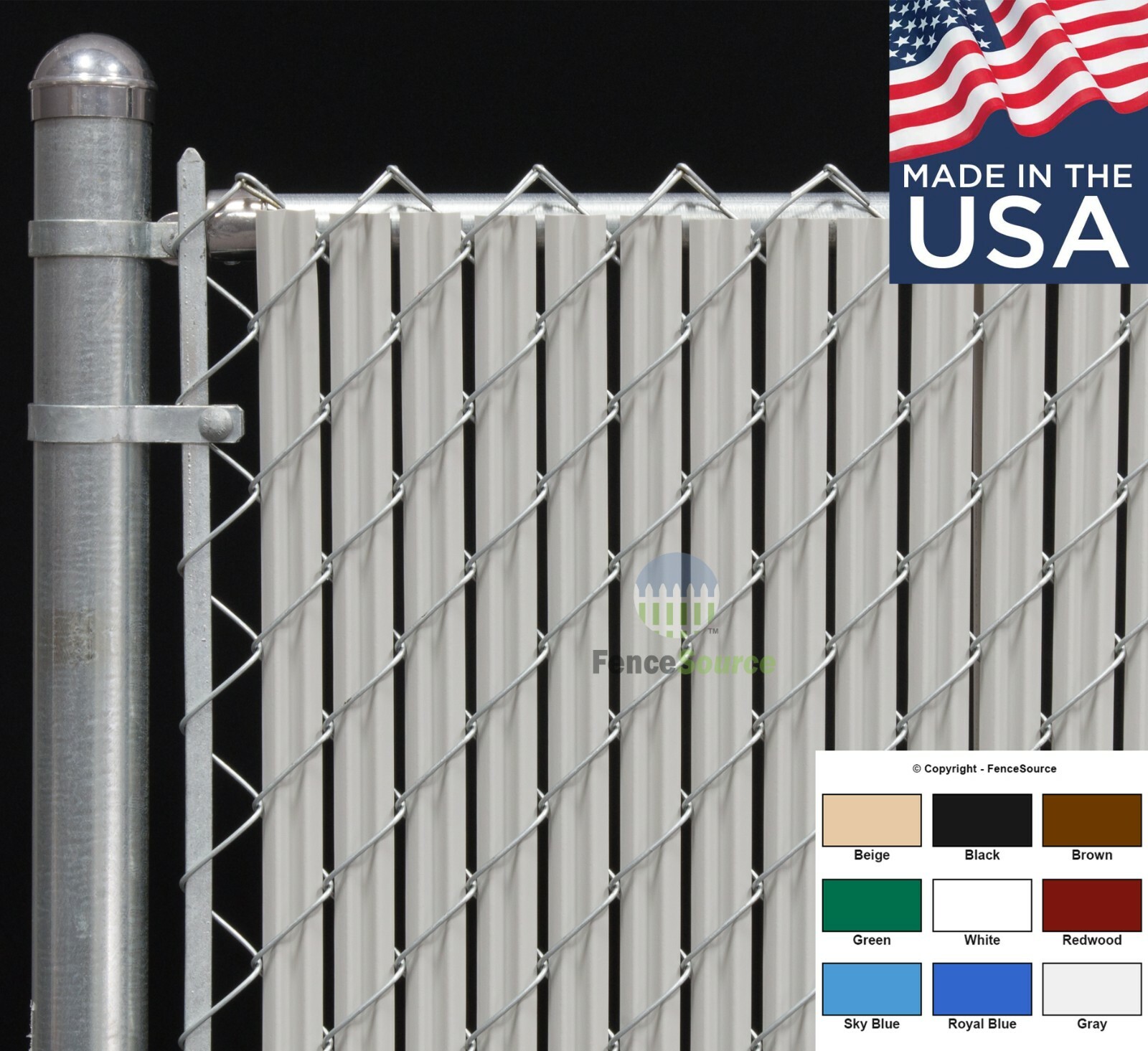 4 ft High Gray Wave Slat™ Single Wall Privacy Chain Link Fence Slats
