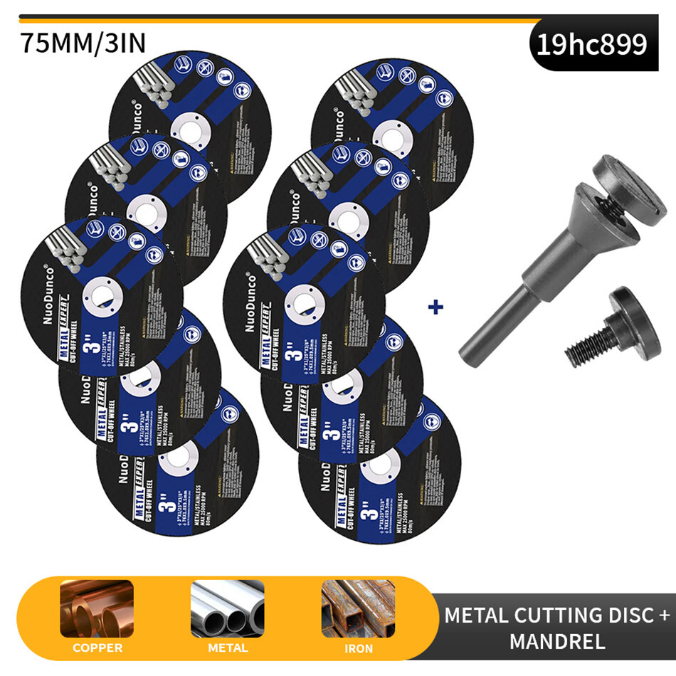 10Pcs 3 inch Cut Off Wheel with 1/4 in Mounting Mandrel Kit for Die Grinder