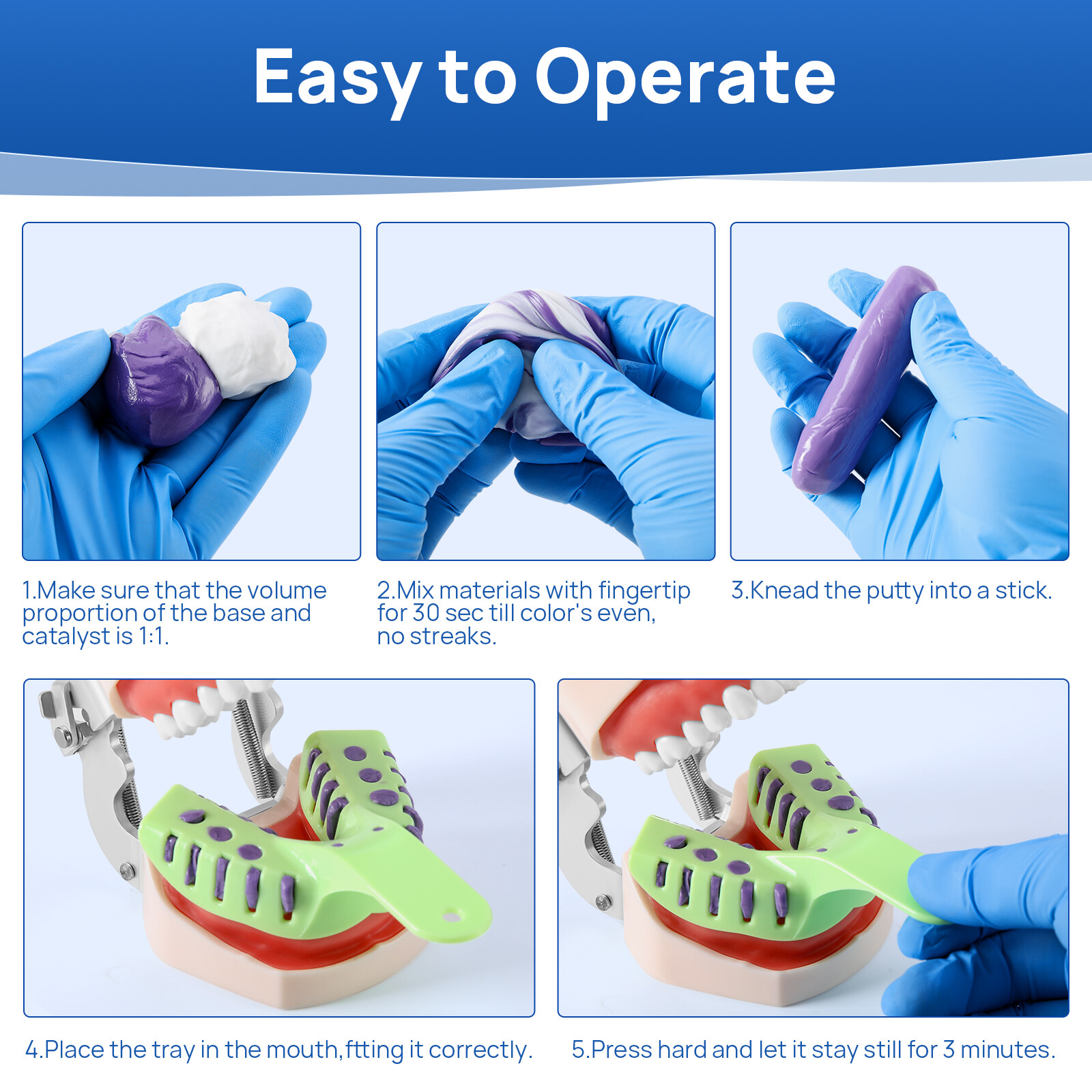 JMU Dental Impression Materials Putty Fast/Normall Set 400g Base+400g Catalyst