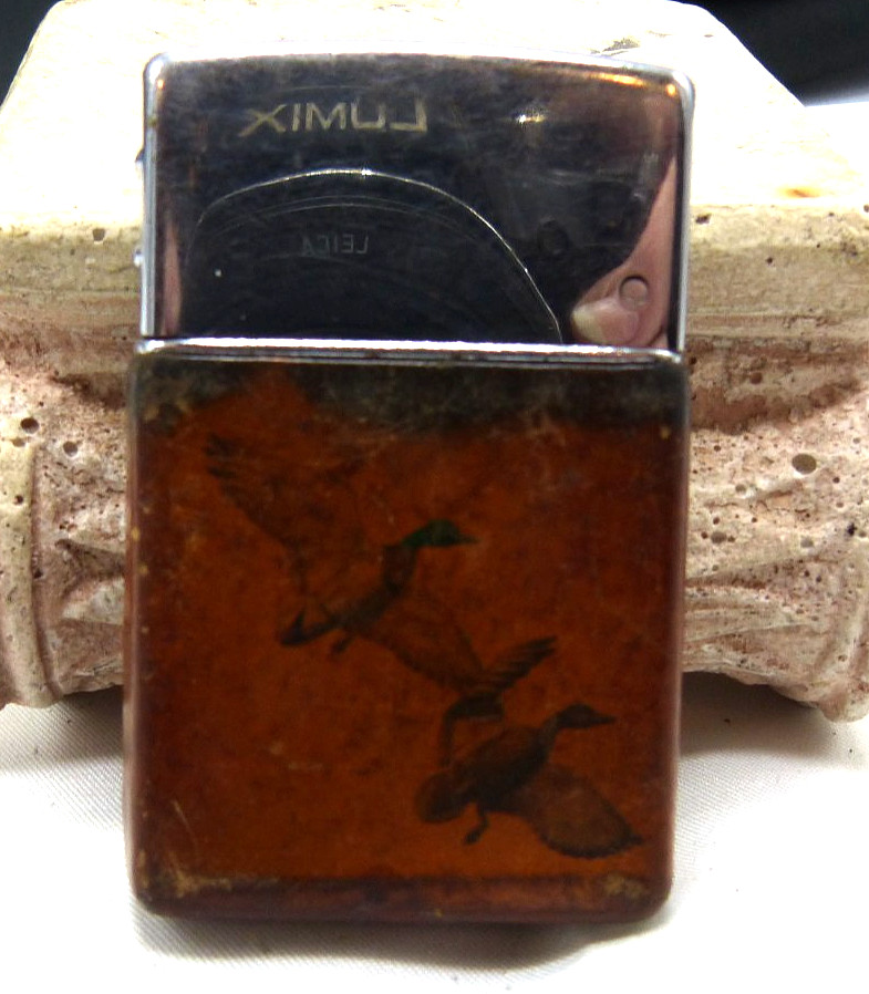 Vintage Wind Master Advertising Lighter Union National Bank Troy NY - Leather