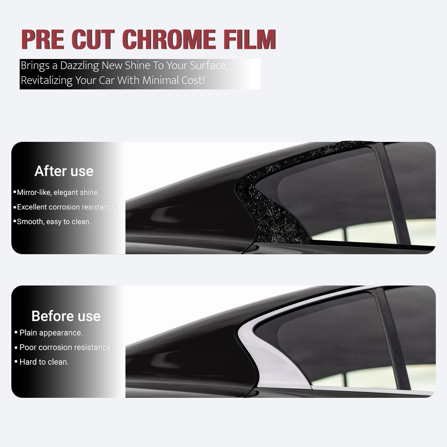 Forged Carbon Fiber Chrome Delete Window Trims For Infiniti Q50 Q50S 2014-2024