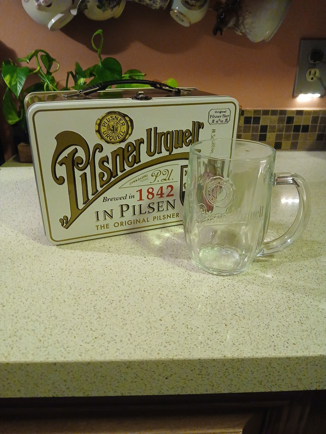 Really Cool Pilsner Urquell Lunchbox And Heavy Glass Beer Mug