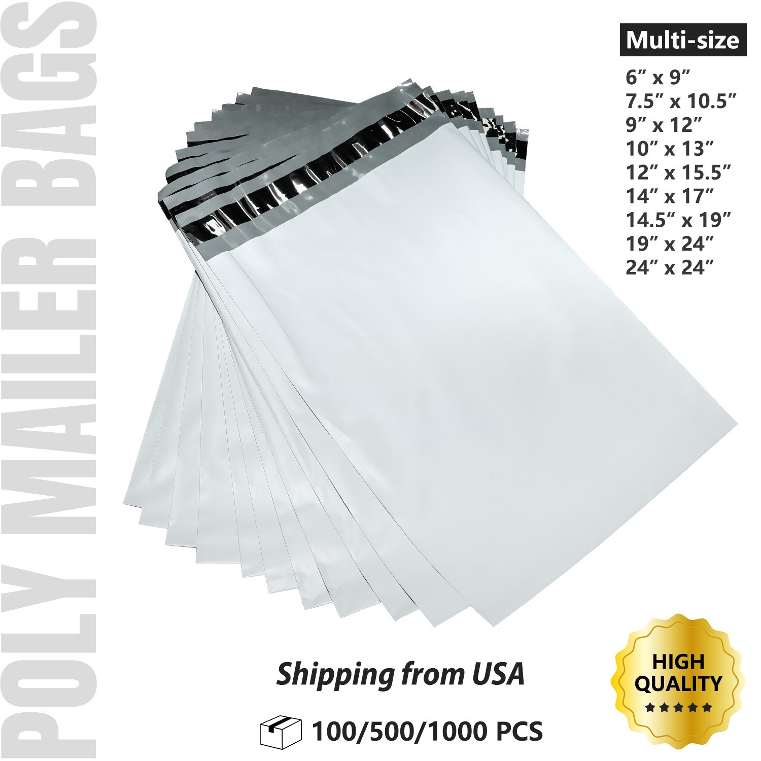 12x15.5 14x17 14.5x19 24x24 Poly Mailers Shipping Envelopes Self Sealing Bags