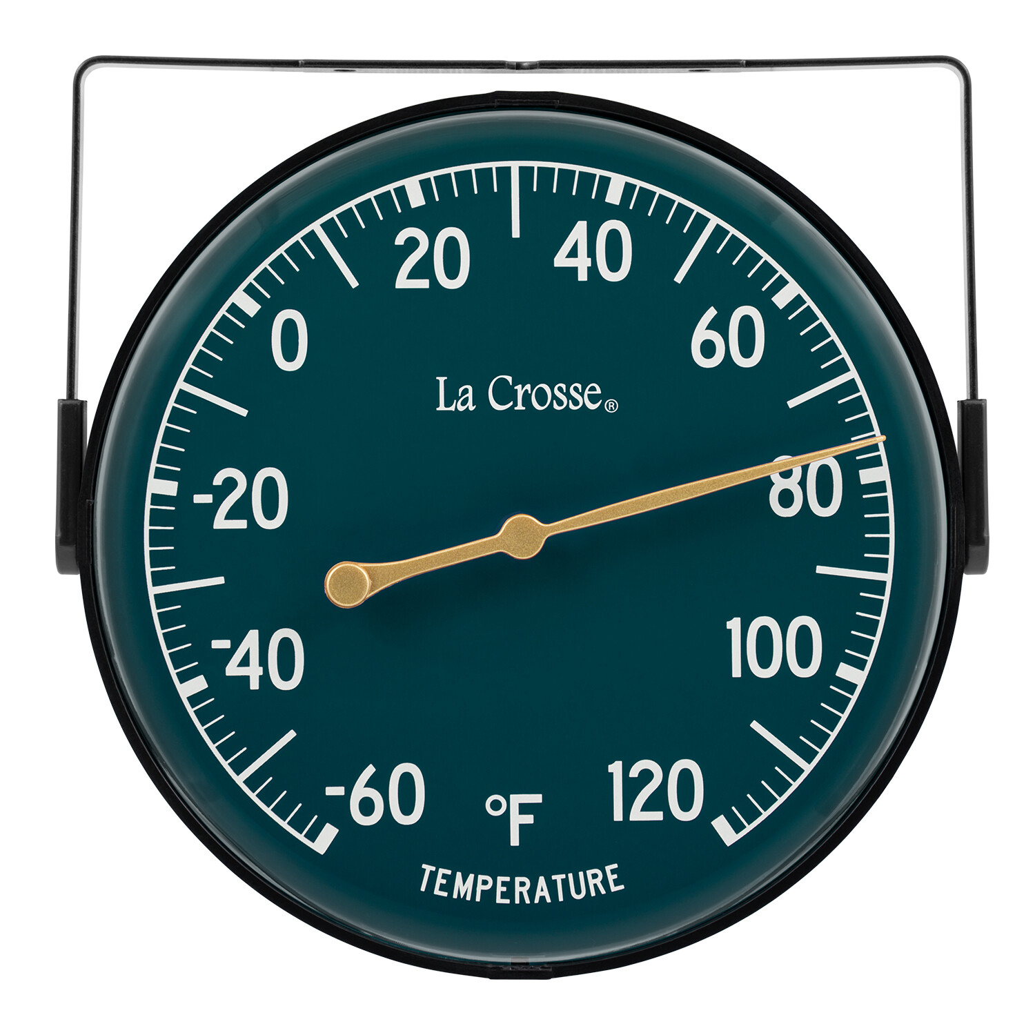 104-1512F La Crosse 5.5" Indoor/Outdoor Dial Thermometer with Bracket Dark Green