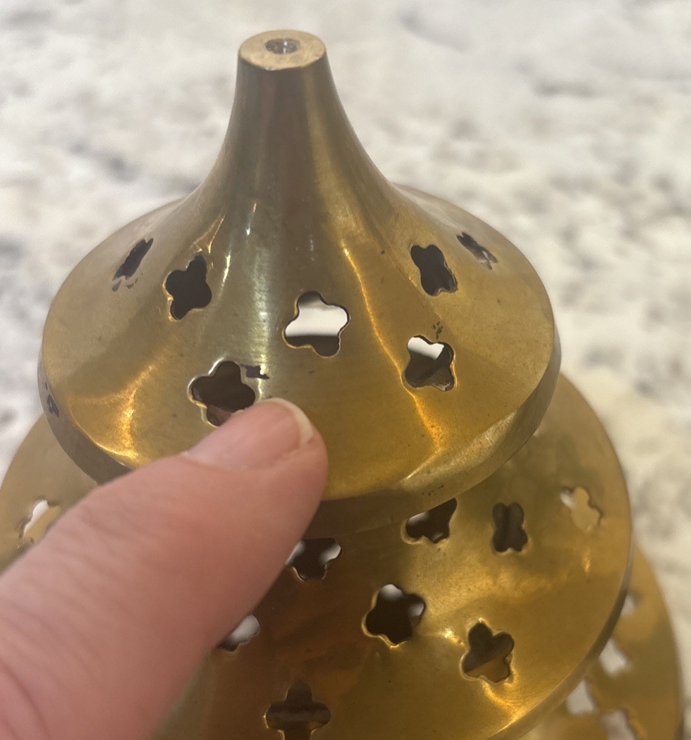 Pier One Brass Incense Burner Candle Holder Christmas Tree Shape luminary