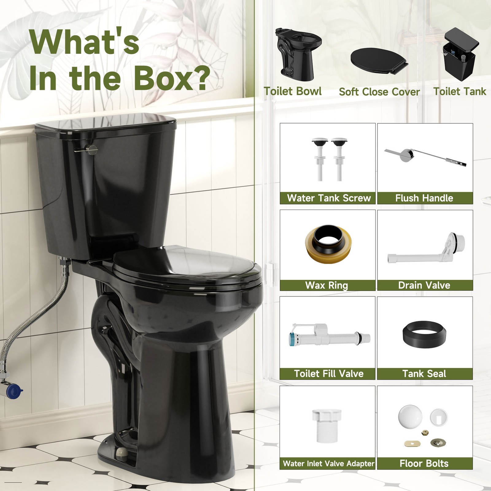 21" Tall Two Piece Toilets for Seniors Elongated Bowl Soft-Close Seat 1.28 GPF