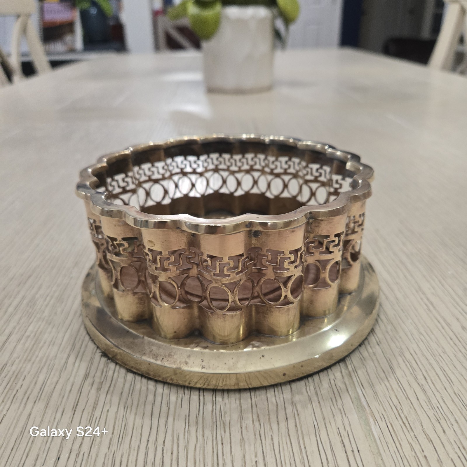 Vintage Mottahedah Rosewood and Brass Wine Bottle Holder Natchez Foundation