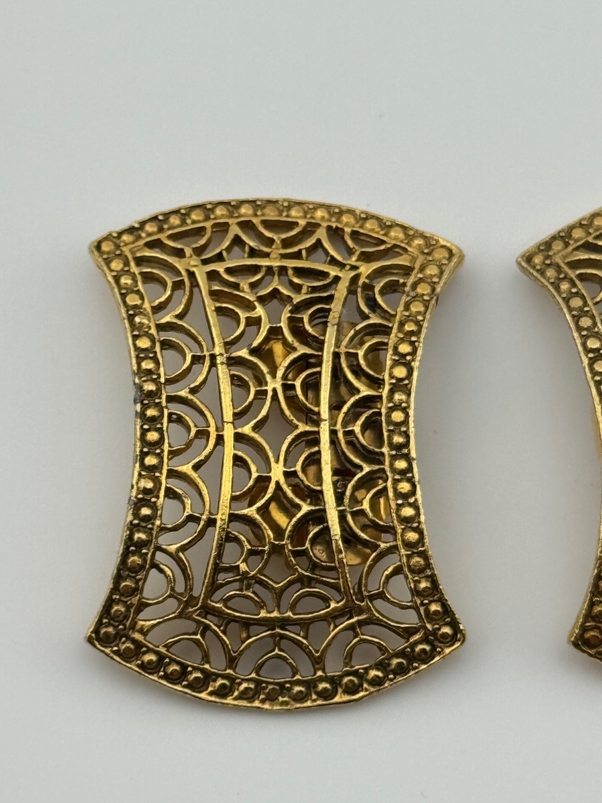 Vintage Musi Shoe Clips Gold Tone Signed