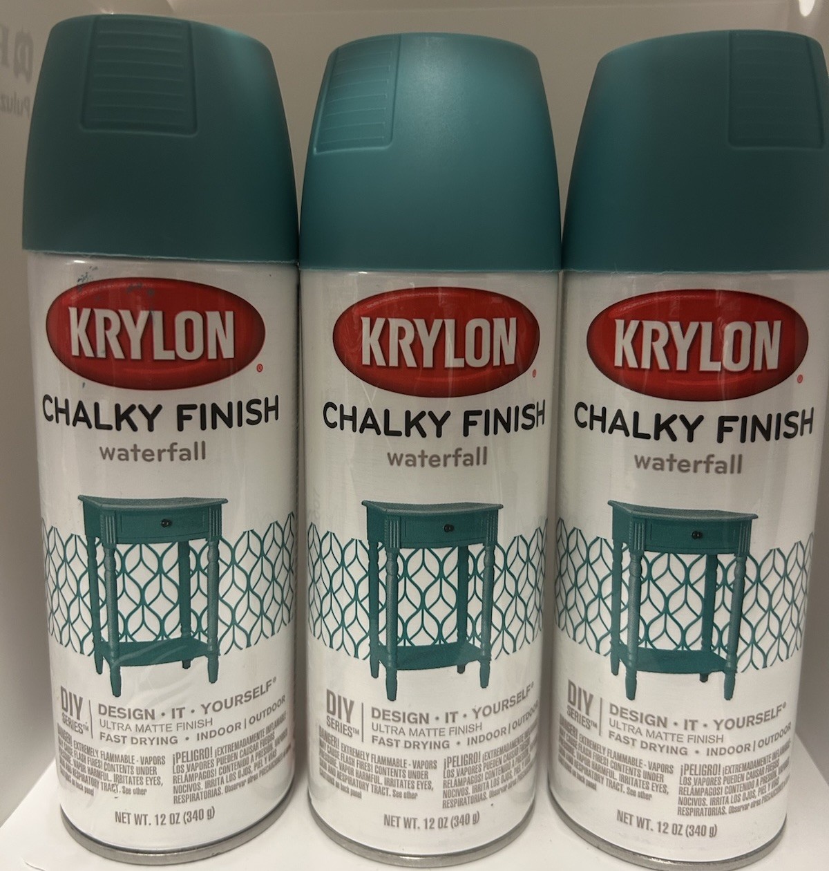 3 PACK Krylon Chalky Finish Color Waterfall 12oz