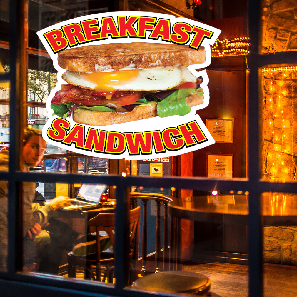 Food Truck Decals Breakfast Sandwich Restaurant & Food Concession Sign Yellow