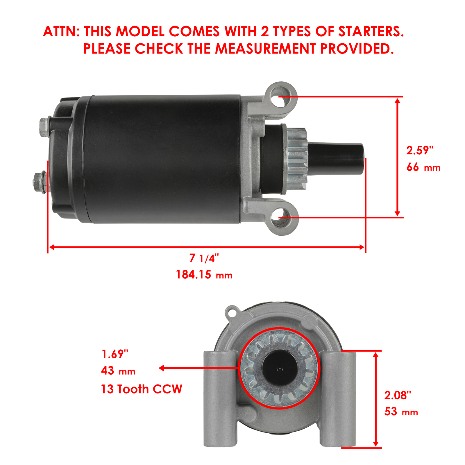 Starter for Kohler 1209821S 1209819S 1209819 1209812S 1209812