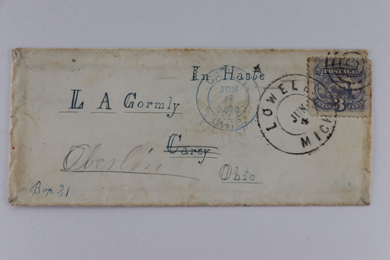 1869 3C PICTORIAL #114, MICHIGAN, DOUBLE CIRCLE CDS W TARGET CANCEL, 1870 SM ENV