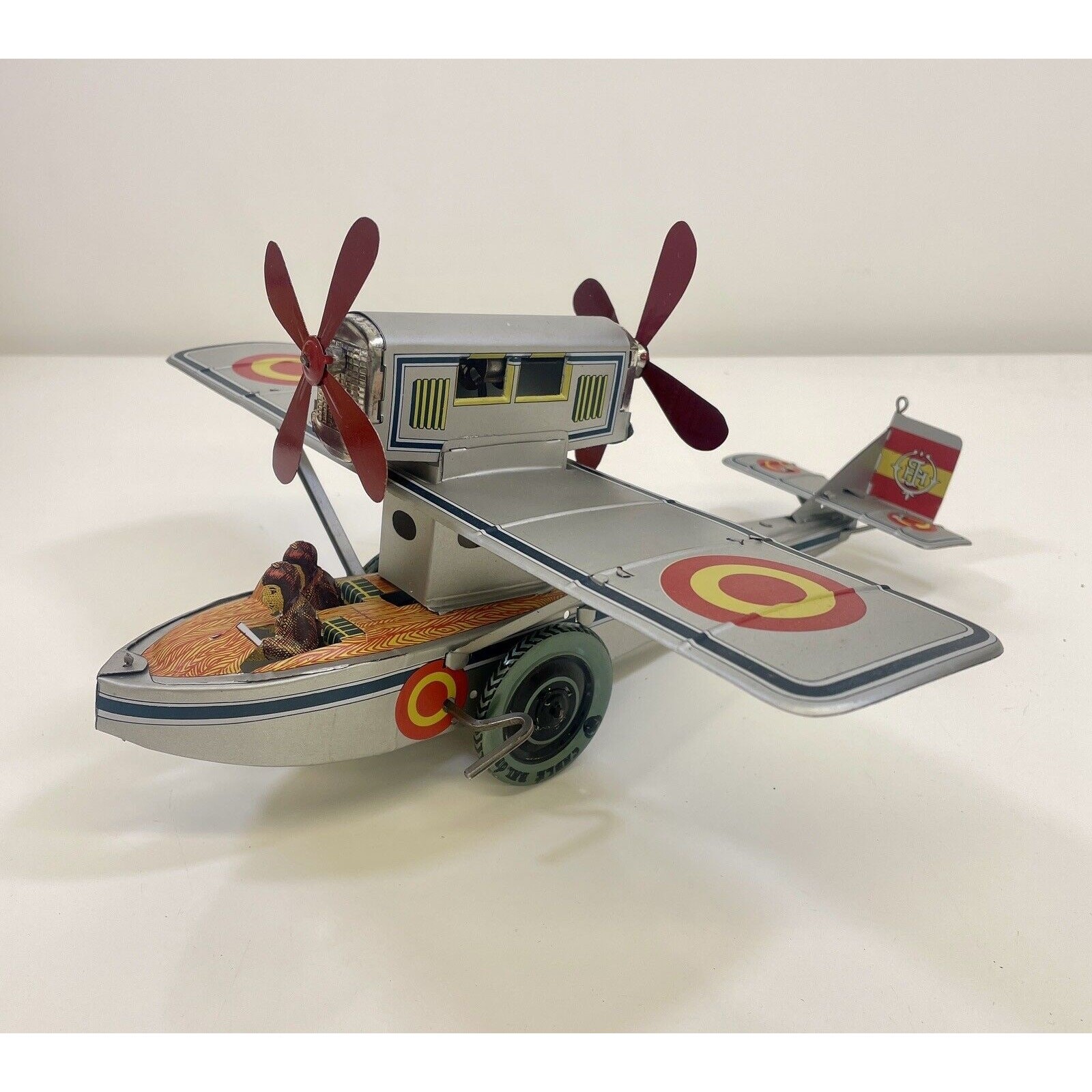 Paya Seaplane Airplane Windup Tin Toy Clockwork Spain