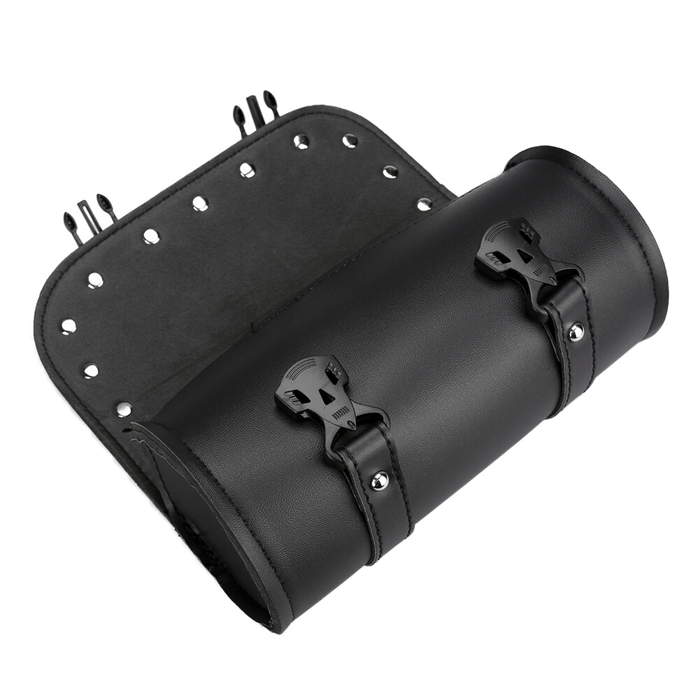 Motorcycle Front Fork Tool Bag Pouch Storage Luggage SaddleBag Leather Handlebar