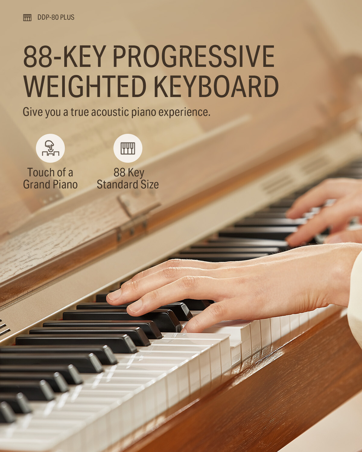 Donner DDP-80 PLUS Digital Piano 88-Key Weighted Wood Grain