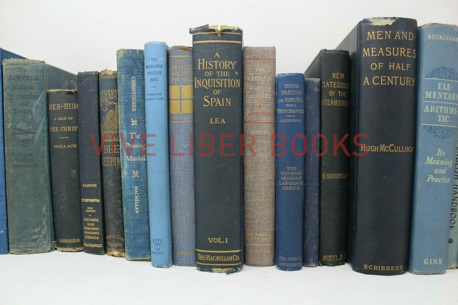 Lot 5 of BLUE / Shades of blue Old Vintage Antique Rare Hardcover Random Books