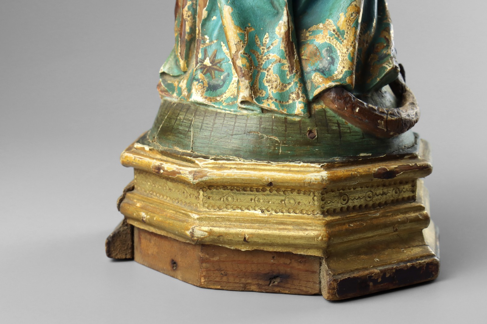 Antique 19th Century Carved Wood Polychrome Virgin Mary Madonna & Child Statue